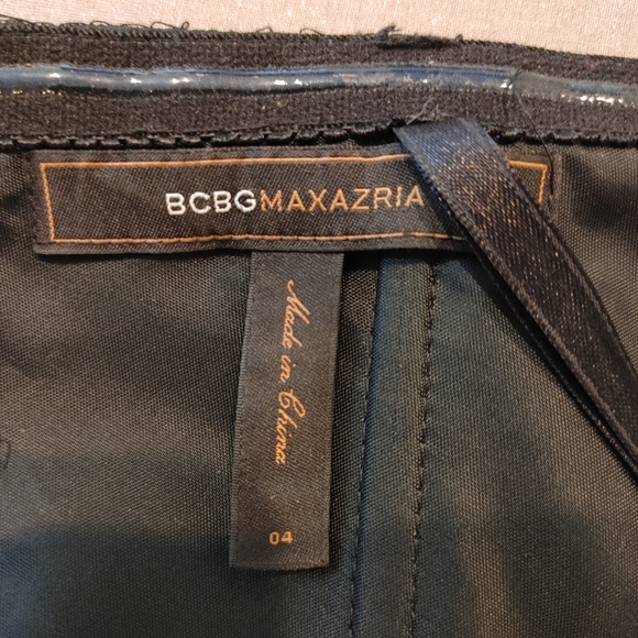 BCBGMAXAZRIA STRAPLESS BEADED FEATHER-HEM DRESS, BLACK 4 - Picture 9 of 13